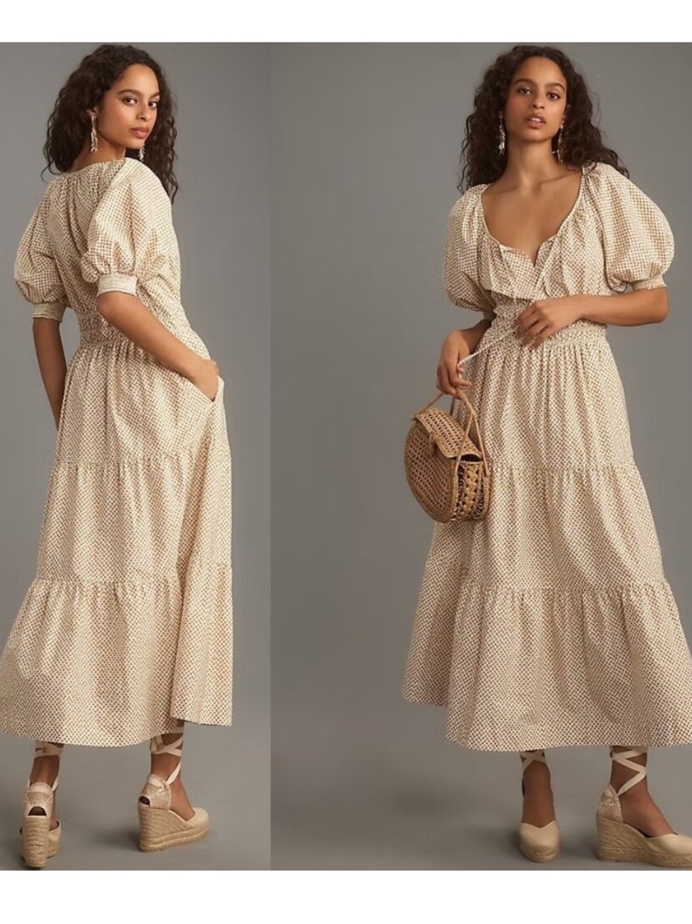 Anthropologie Somerset Puff-Sleeve Tiered Maxi Dress XS